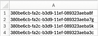 Voorbeeld van een spreadsheet met kassabonnummers die moeten worden geannuleerd.