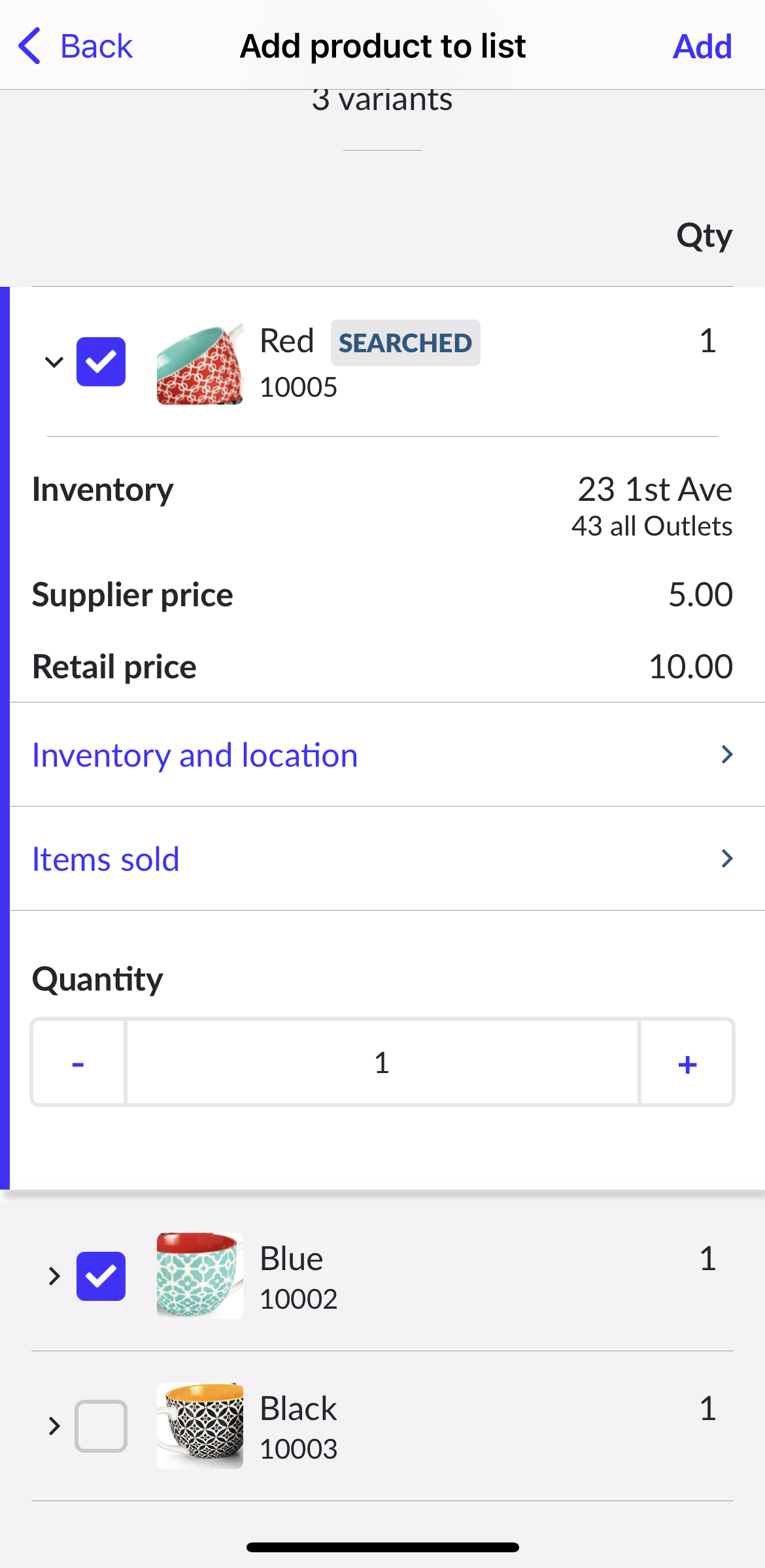 Add product to list page.