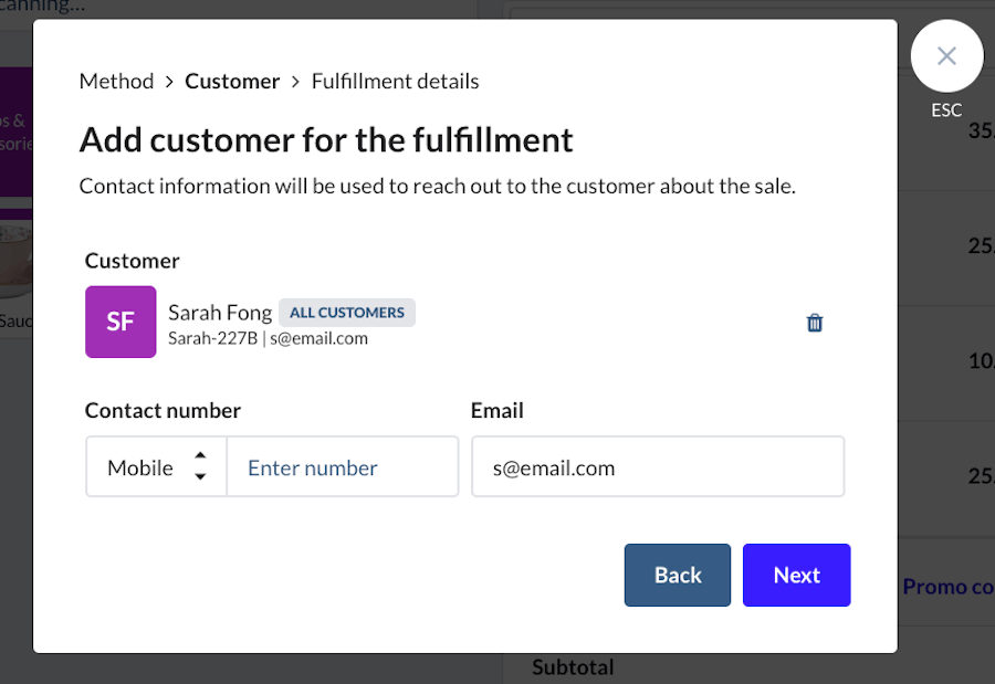 Fenêtre Ajouter un client pour la remise différée.