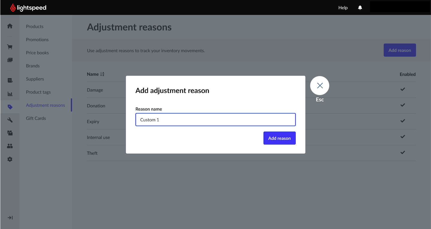 Add adjustment reason pop-up.