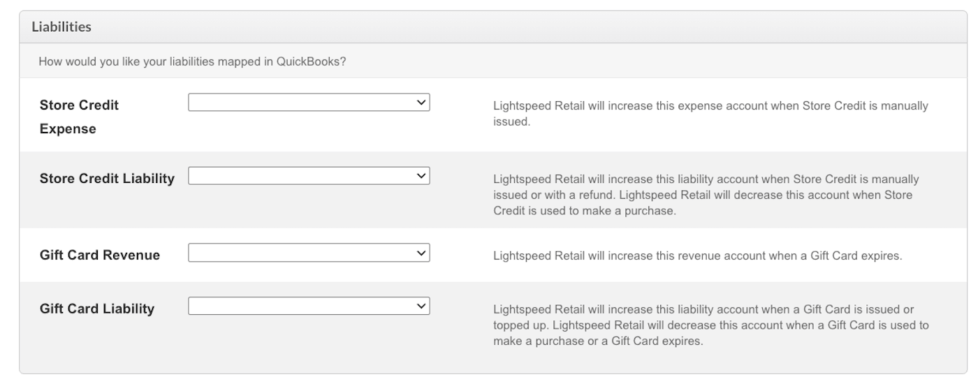 Section Passifs de QuickBooks.
