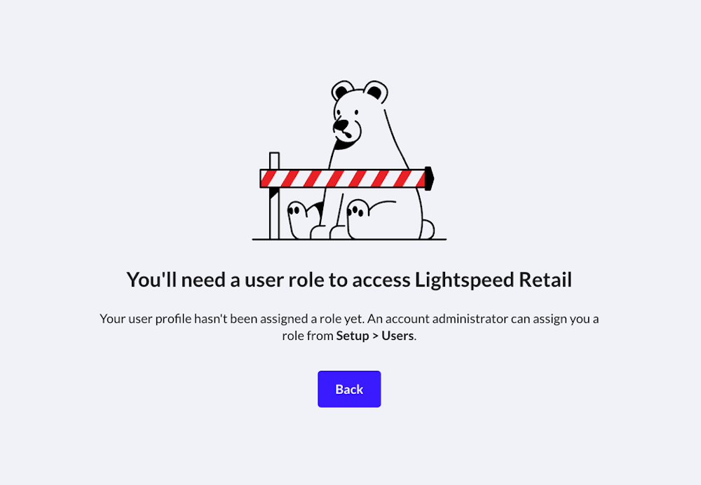 Unassigned user warning page.