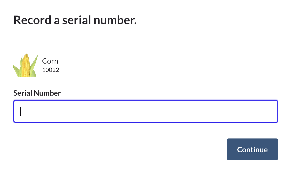 Venster om een serienummer te registreren.