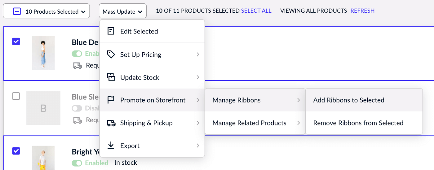 Adding ribbons in bulk