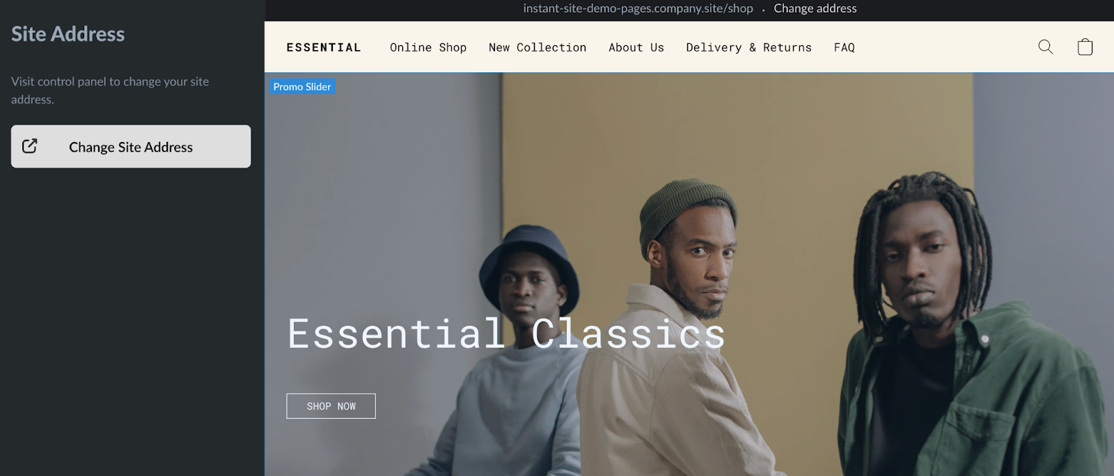 The customize domain page