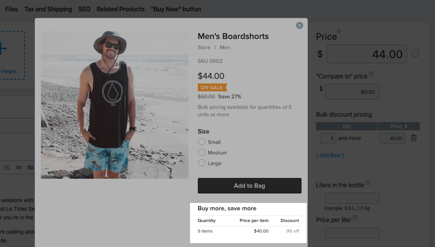 Bulk discount pricing option