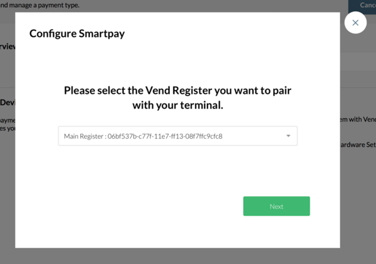 List of registers to pair with terminal.