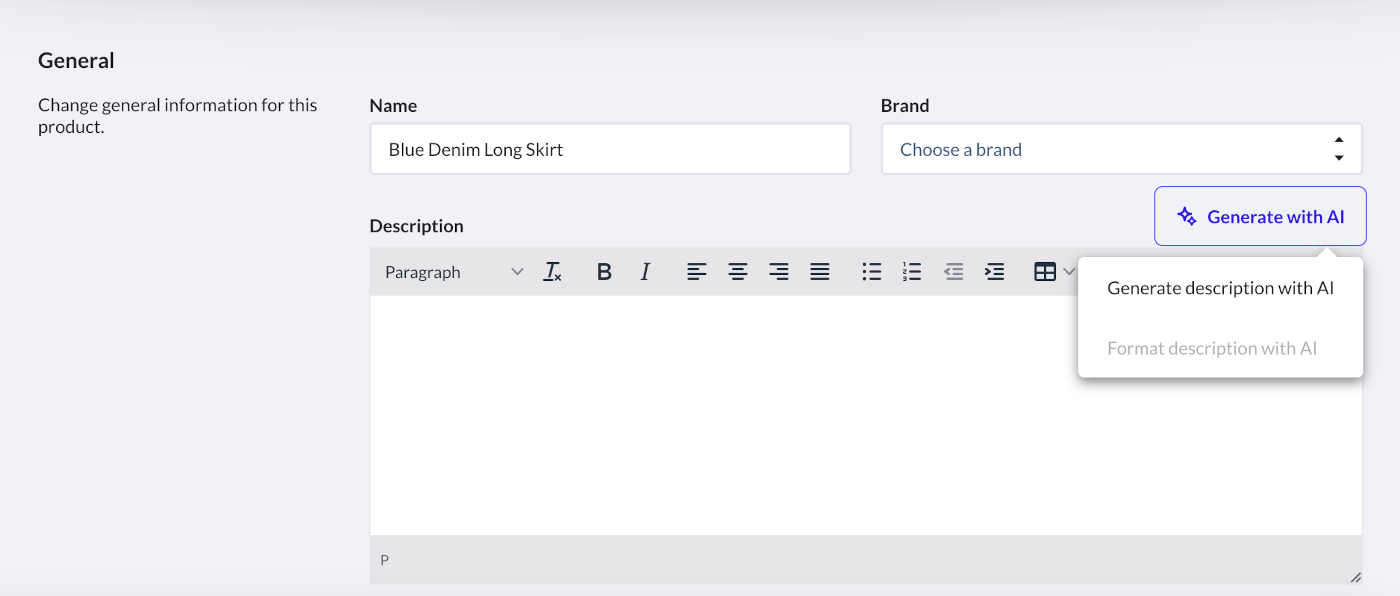 Generating AI descriptions in Retail POS