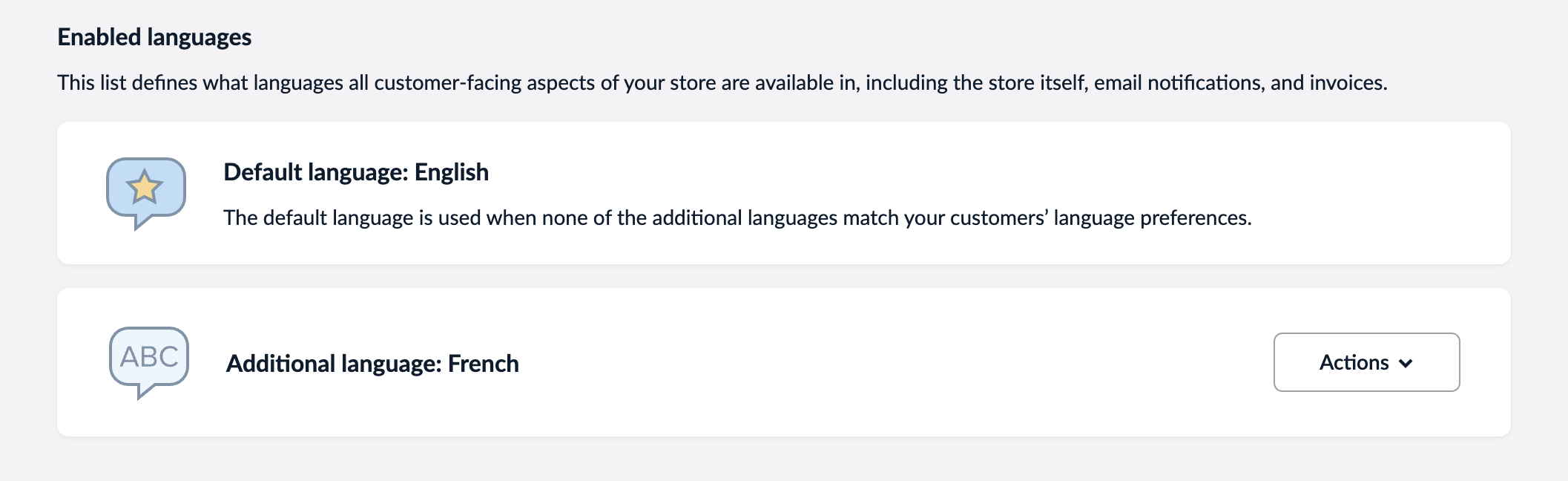 List of enabled languages