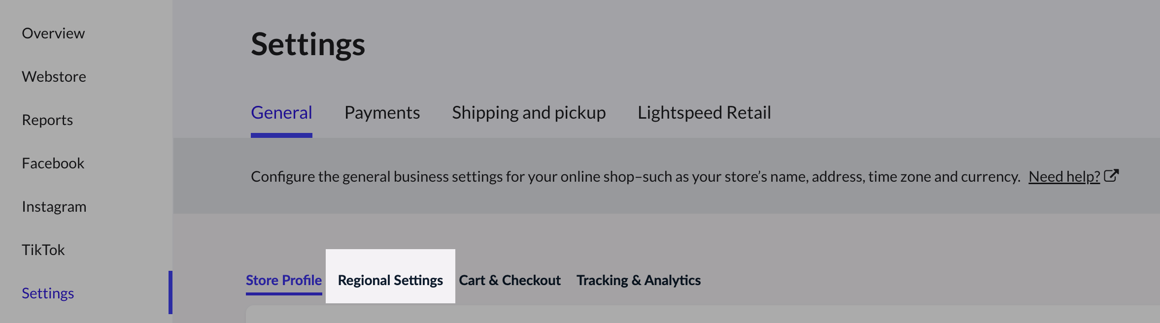 Regional settings tab