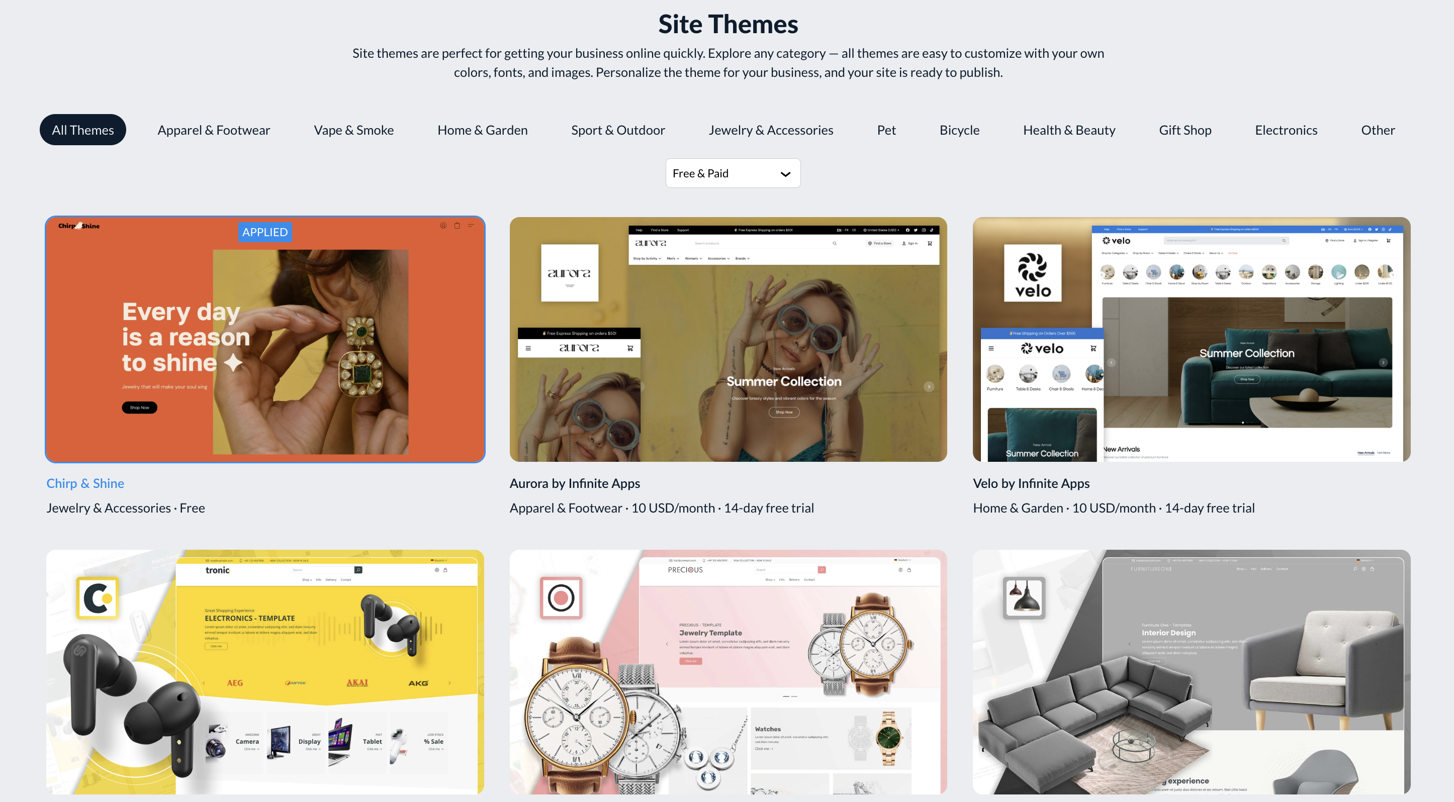 Choosing a site template