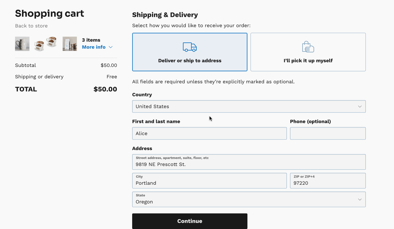 Customer experience with choosing shipping methods .gif