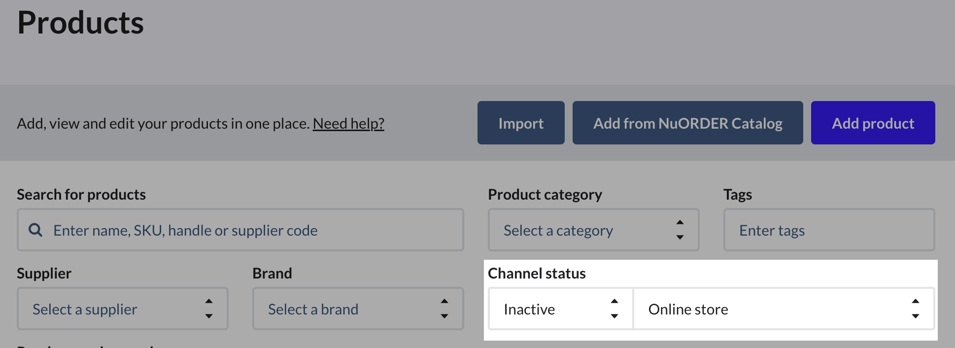 filtering products in pos