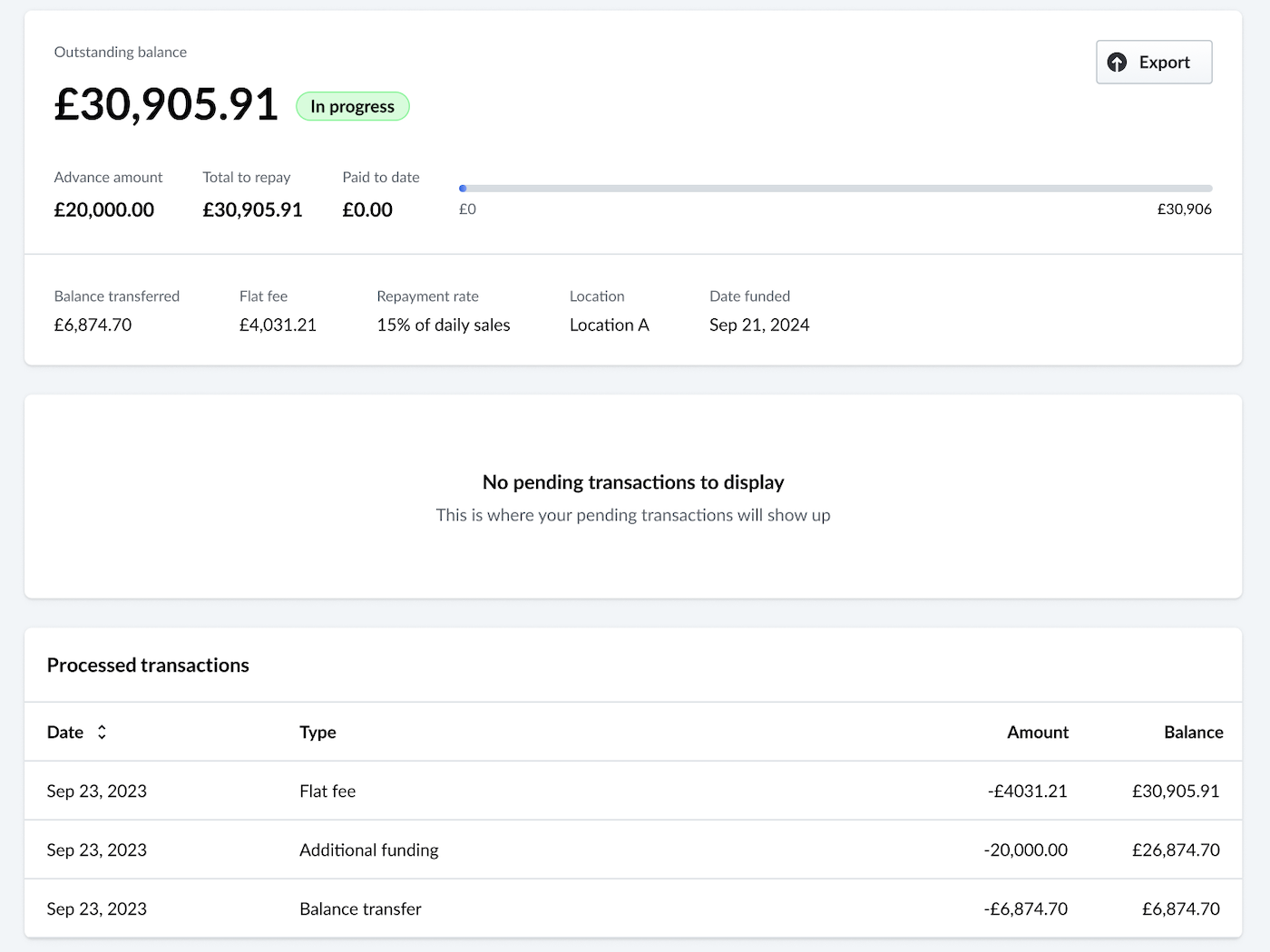 An example statement once additional funding has been accepted.