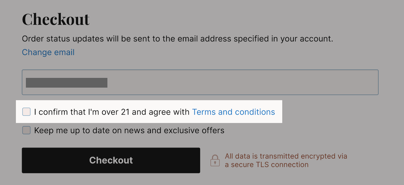Asking for age verification at checkout.