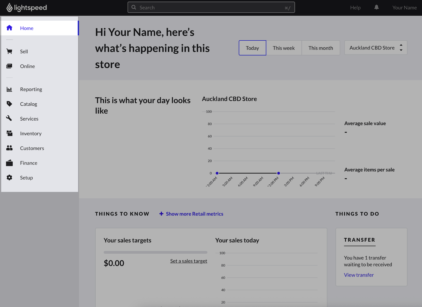 Home page with main menu emphasized.