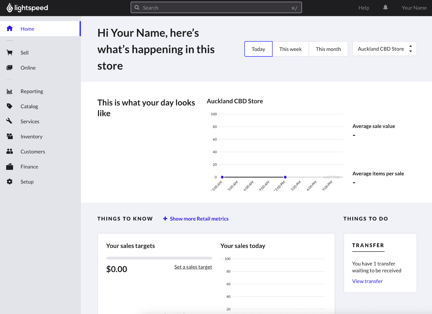Home page of Retail POS.