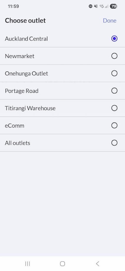 Outlet selection.