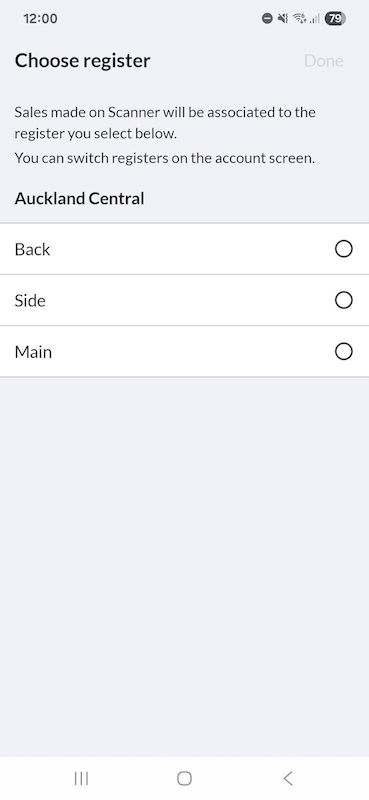 Sales register selection for Android users.