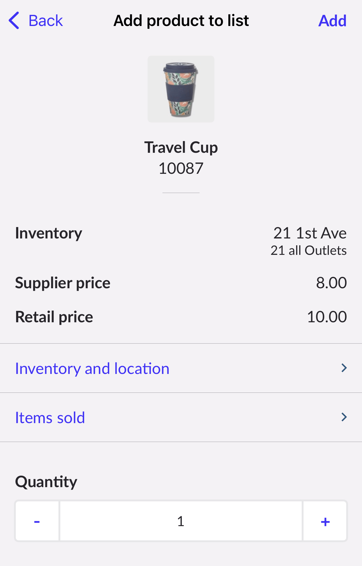 Pagina Product aan lijst toevoegen met een veld om het aantal aan te passen.