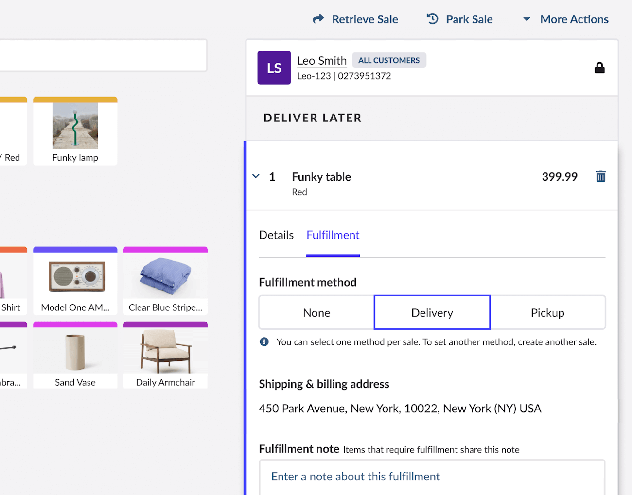 Expanded product details showing the Fulfillment tab.