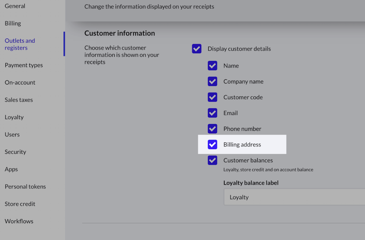 Customer information section showing checked options boxes.