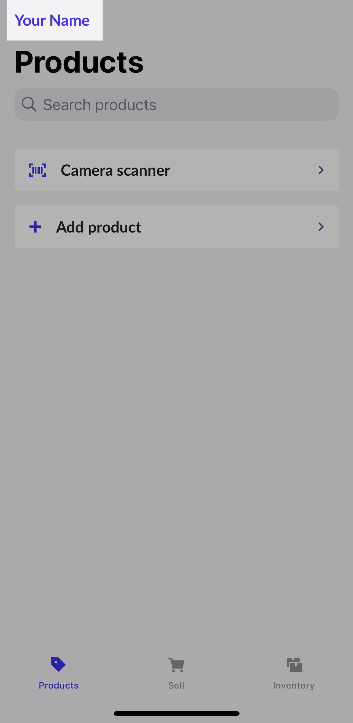 Page Produits avec le nom mis en évidence.