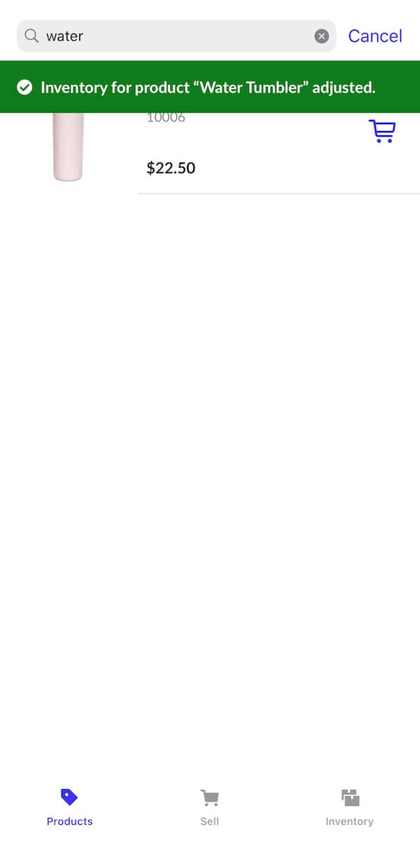 Tijdelijke banner met de melding dat de voorraad is aangepast