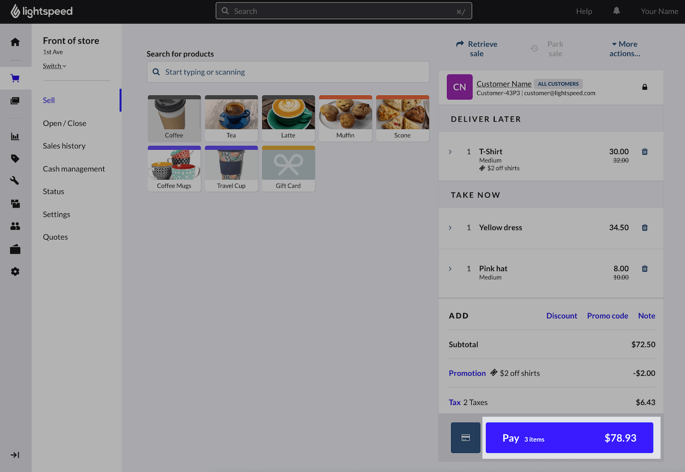 Sell screen with Pay button emphasized.