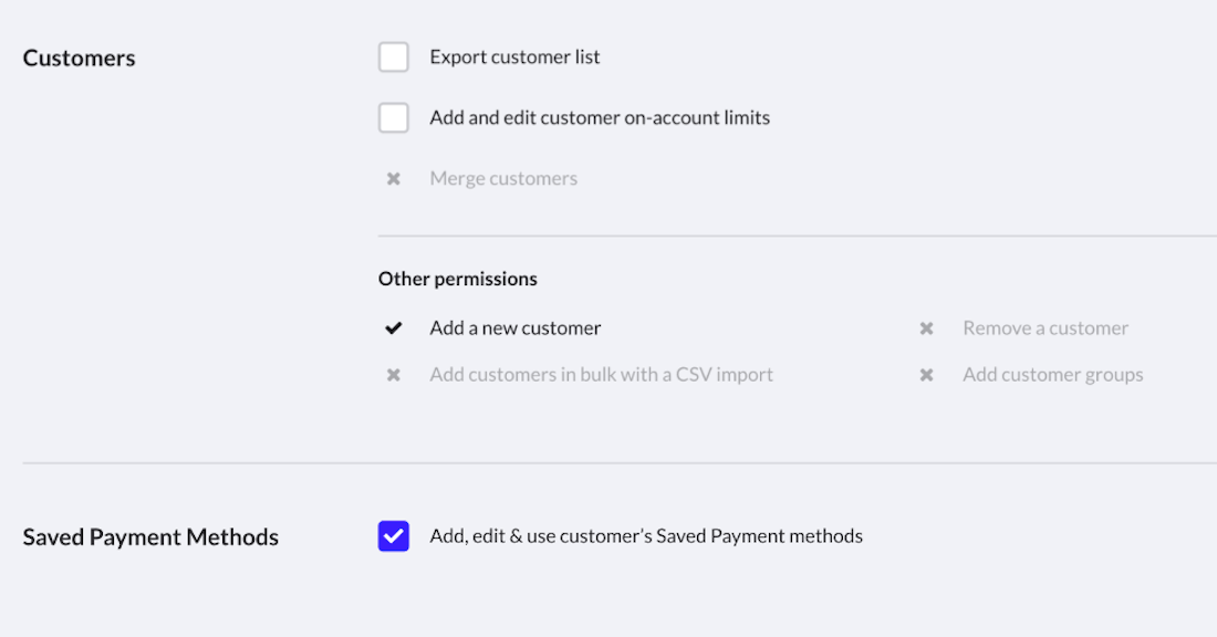 Activer l'autorisation des modes de paiement enregistrés.