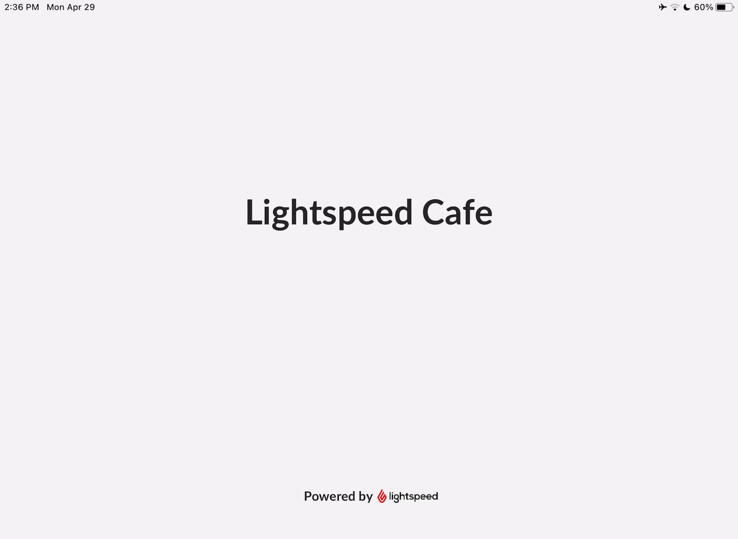 Display-app waarin alleen de naam van de winkel en geen andere informatie wordt weergegeven.