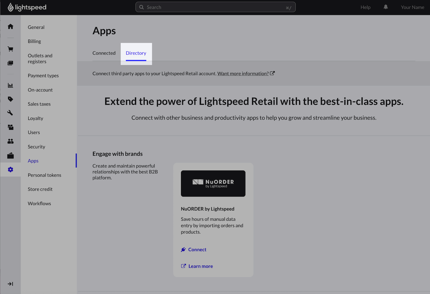 Apps page with Directory tab emphasized.