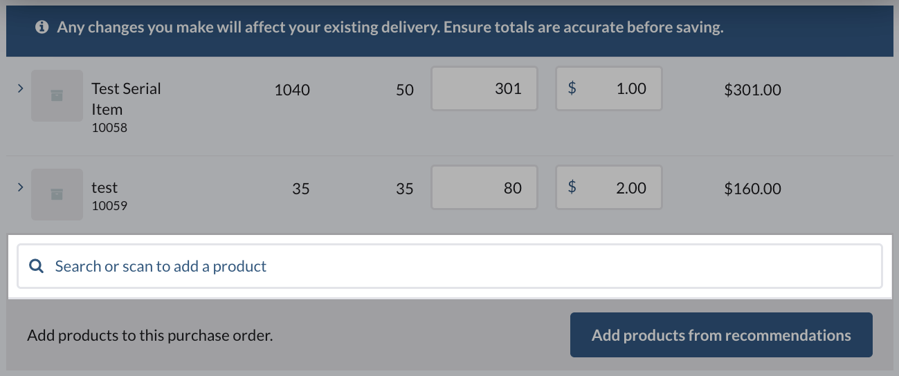 Le champ Rechercher ou numériser pour ajouter un produit.