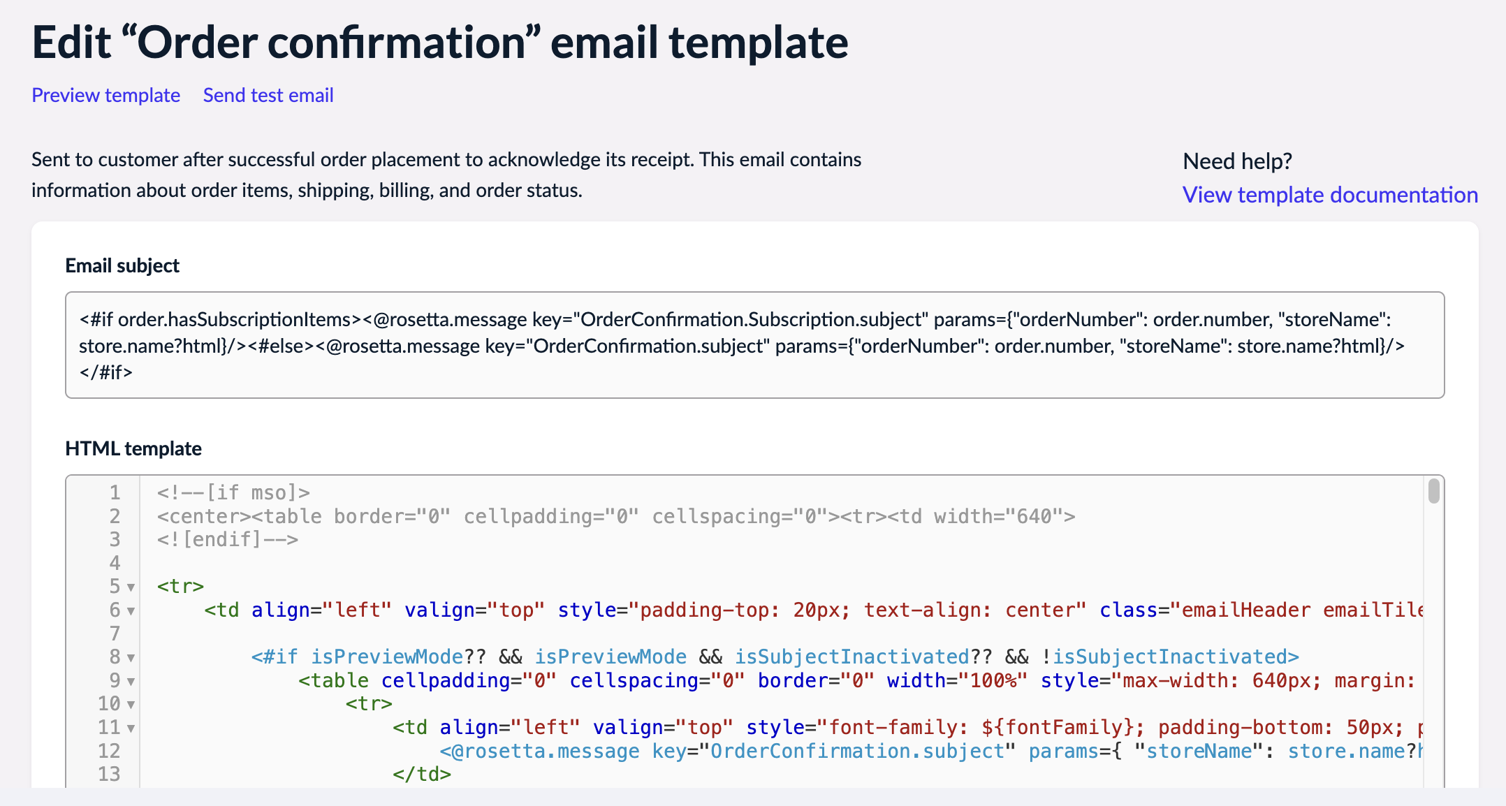 Email template in HTML