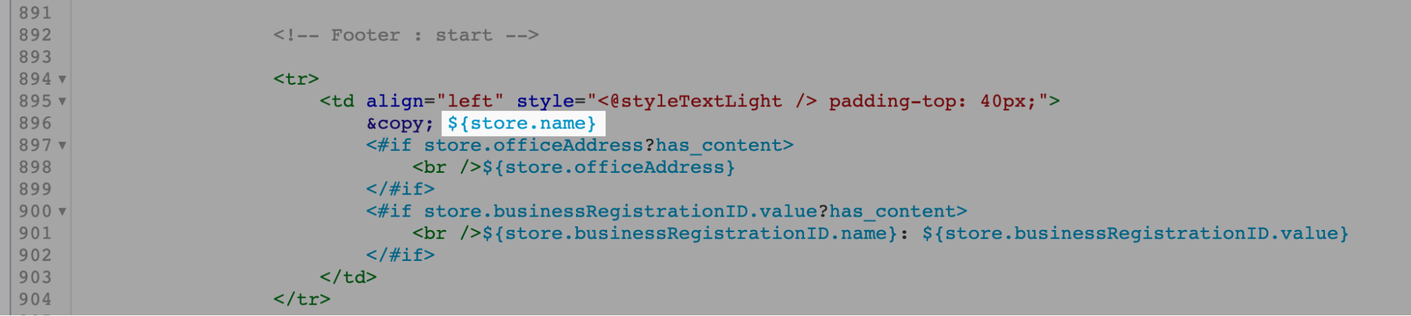 A variable in an HTML email template