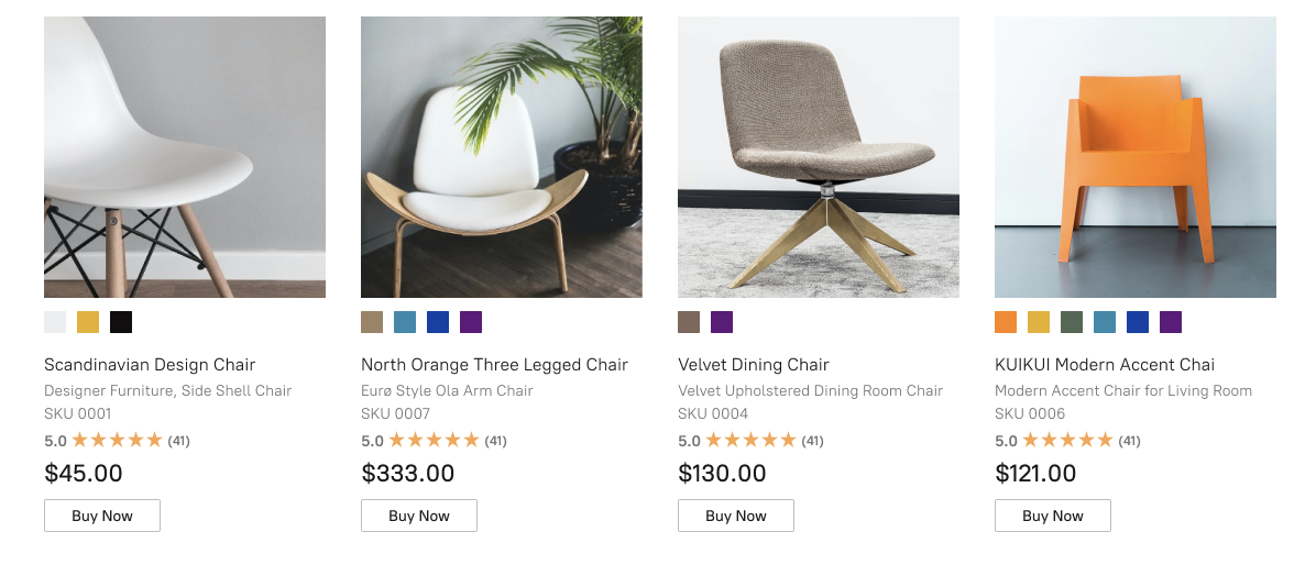 Swatch display on the product grid