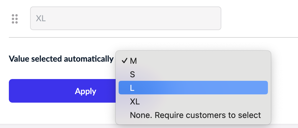 Setting preselected attribute values