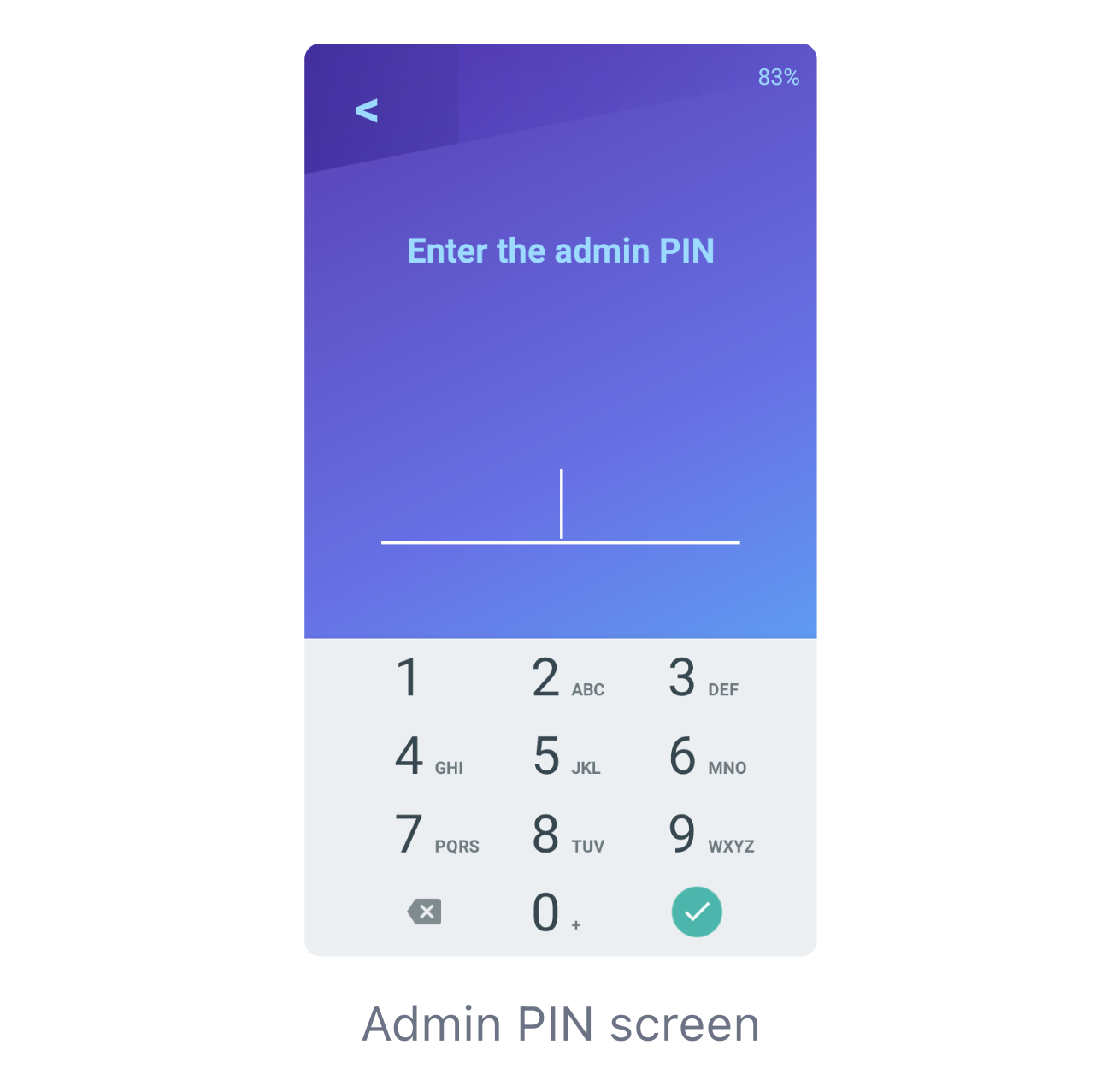 WisePOS E admin pin screen to enter PIN.
