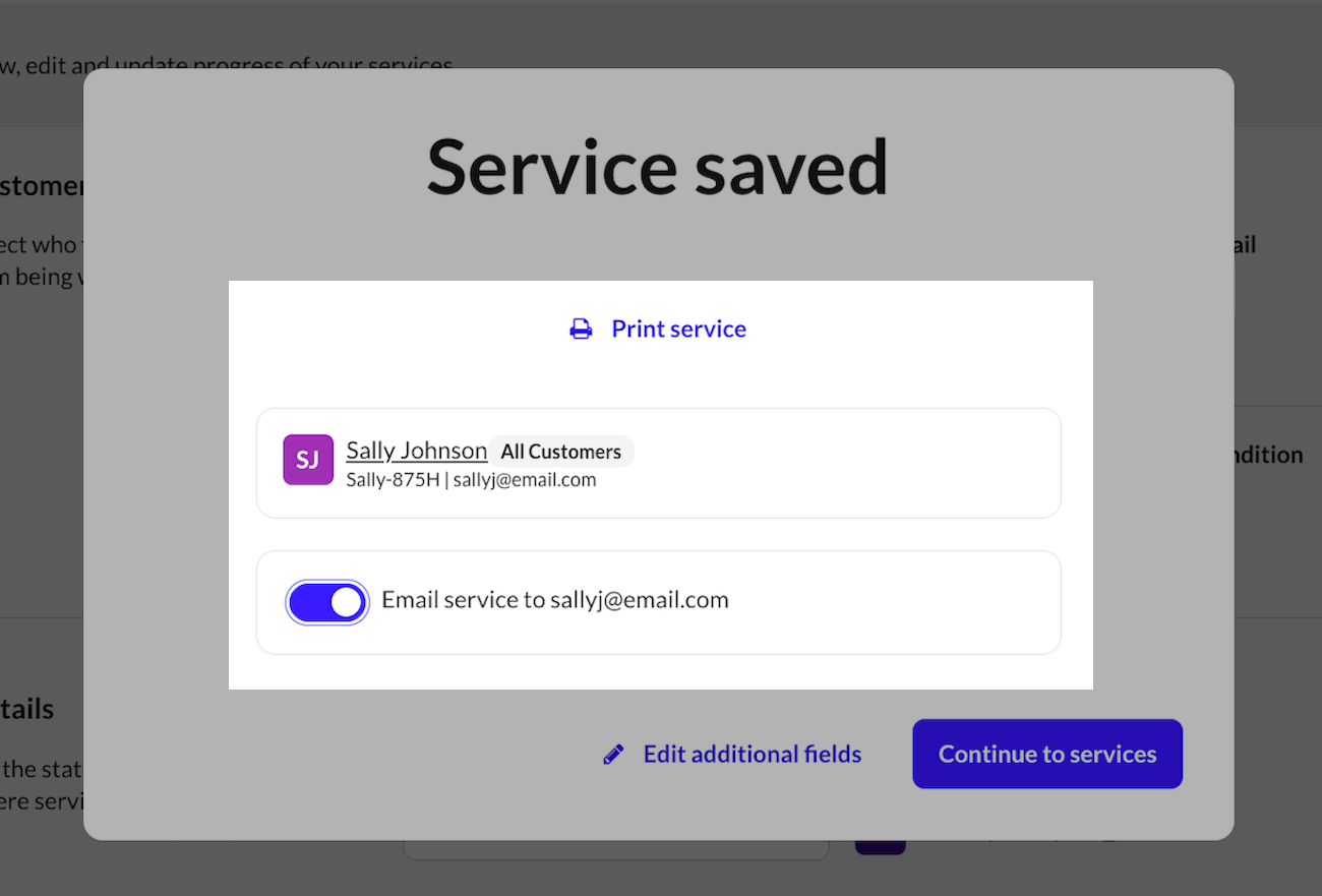 Een service e-mailen of printen.