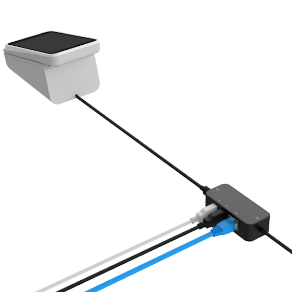Dock and ethernet cable connected to the hub.