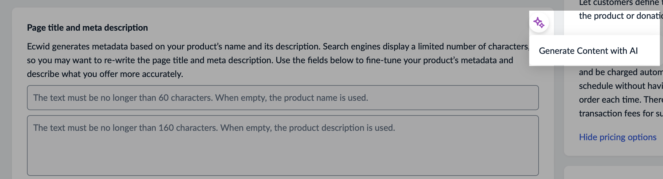 Creating SEO desriptions with AI