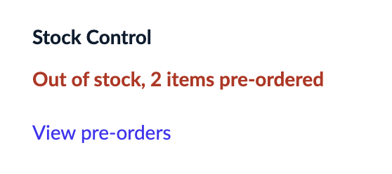 Pre-ordered items under Stock control
