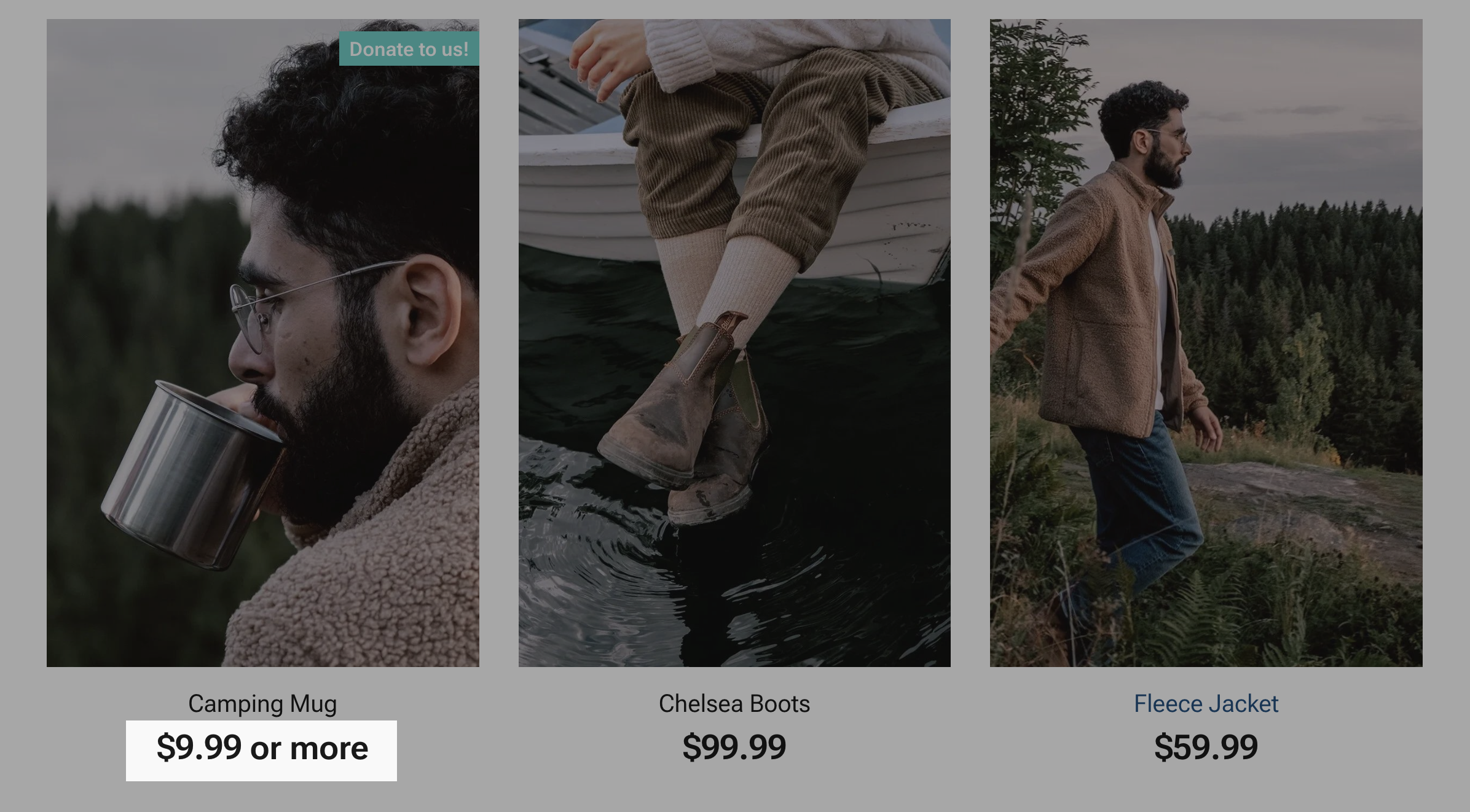 The “or more” text  added to the price of the product on the product list