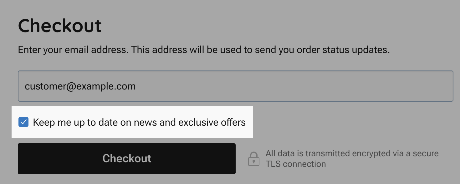 Marketing consent checkbox at checkout