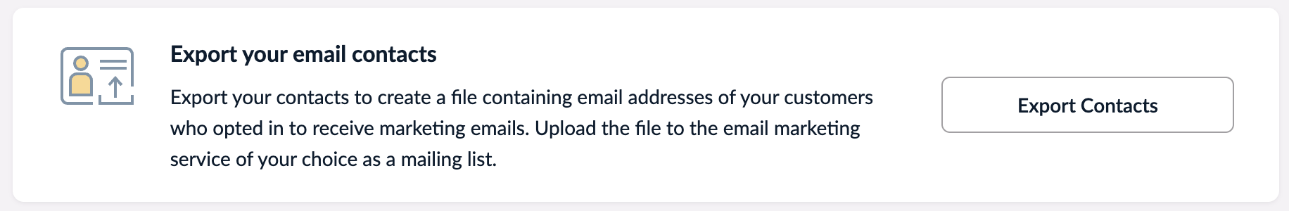 The Export your email contacts block