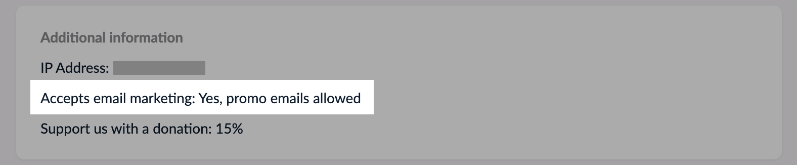 The Additional information‍ section on the order page