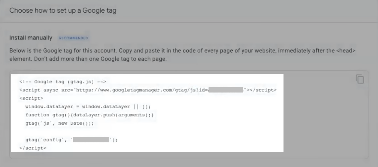 Google Ads conversion tracking code