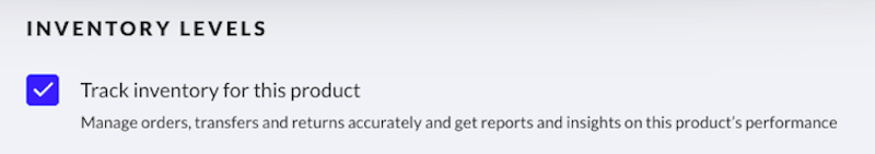 Track inventory checkbox on edit product page.