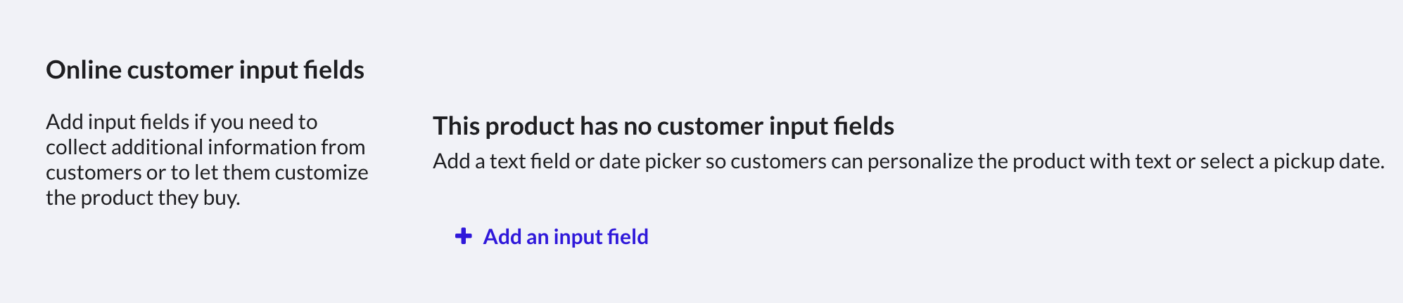 The Online customer input fields block