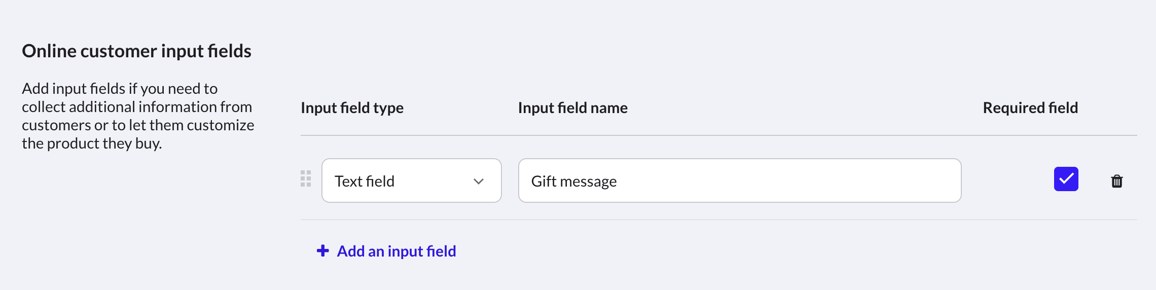 Example of an input field you can edit